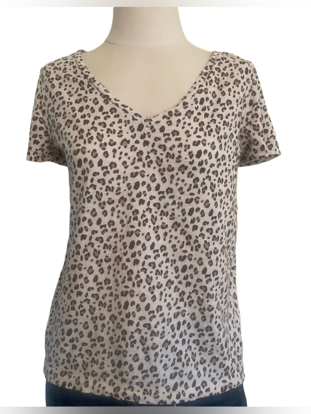 J.Crew Re-Imagined Leopard Print V-Neck Tee Neutral Animal Short Sleeve Top